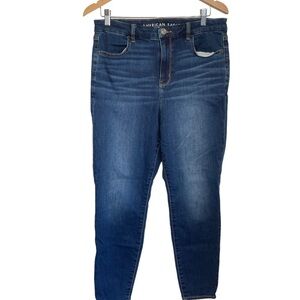 American Eagle Women's Curvy Hi Rise Stretch Blue Denim Jeans Size  Short